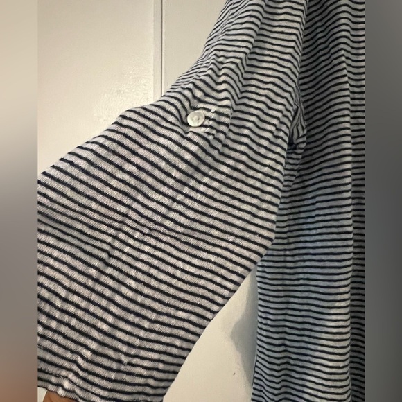 Adrienne Vittadini 100% Linen striped  3/4 Sleeve Tunic (J107) - Picture 2 of 9